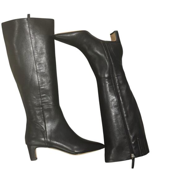 J. Crew Women's Faux Leather Snip-Toe Boots Knee High Black Size 7.5 NWOB - Picture 4 of 12